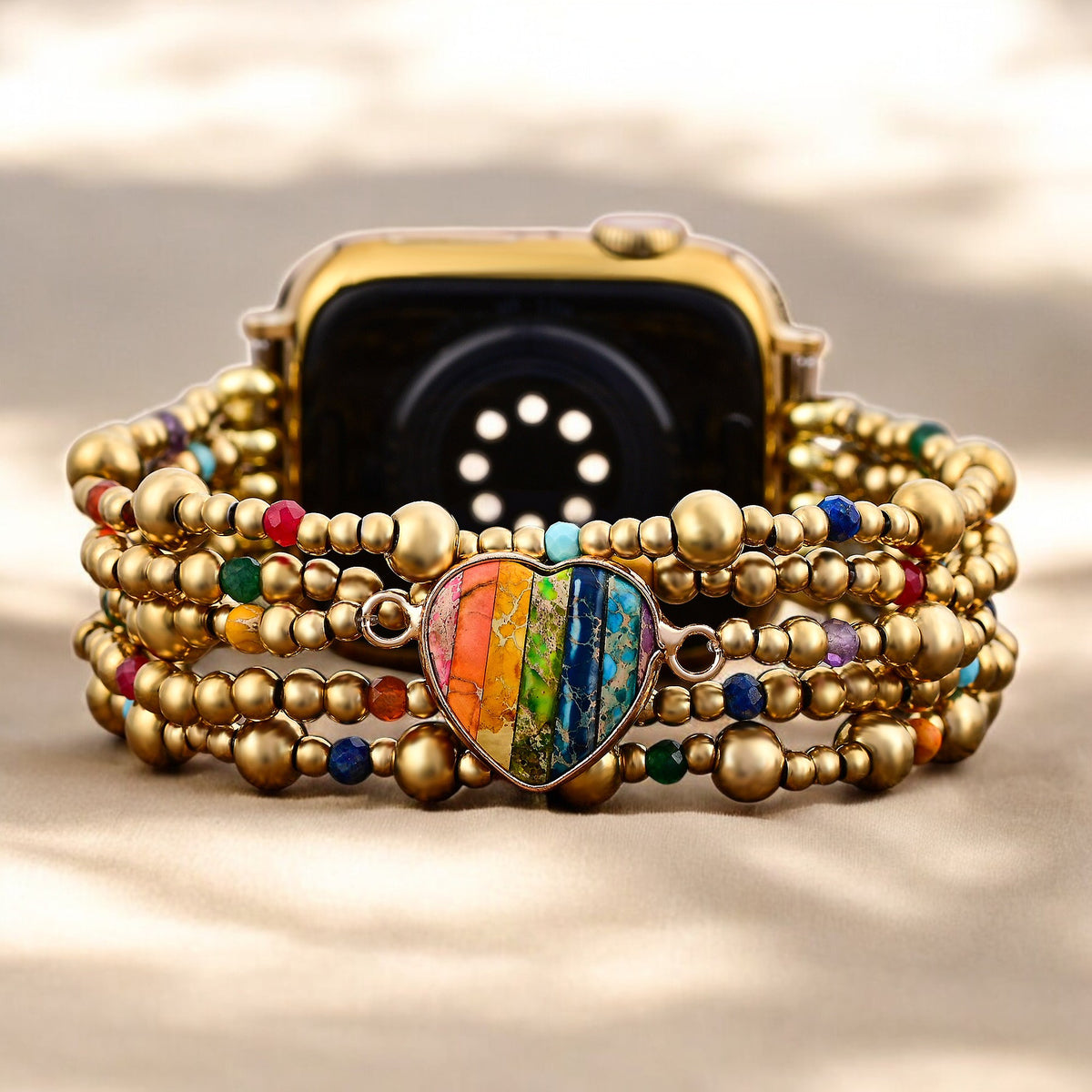 Pulseira Golden Essence Heart Stretch para Apple Watch