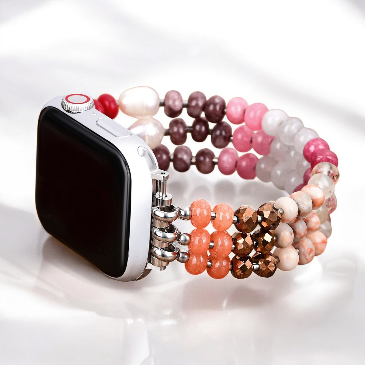 Pulseira elástica Apple Watch em pedra Ruby Blush