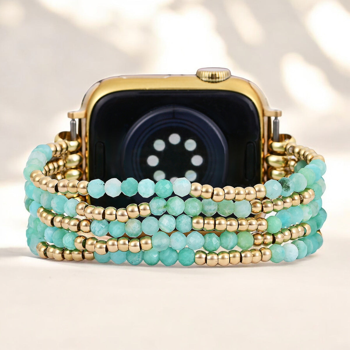 Pulseira elástica de Amazonite luminosa para Apple Watch