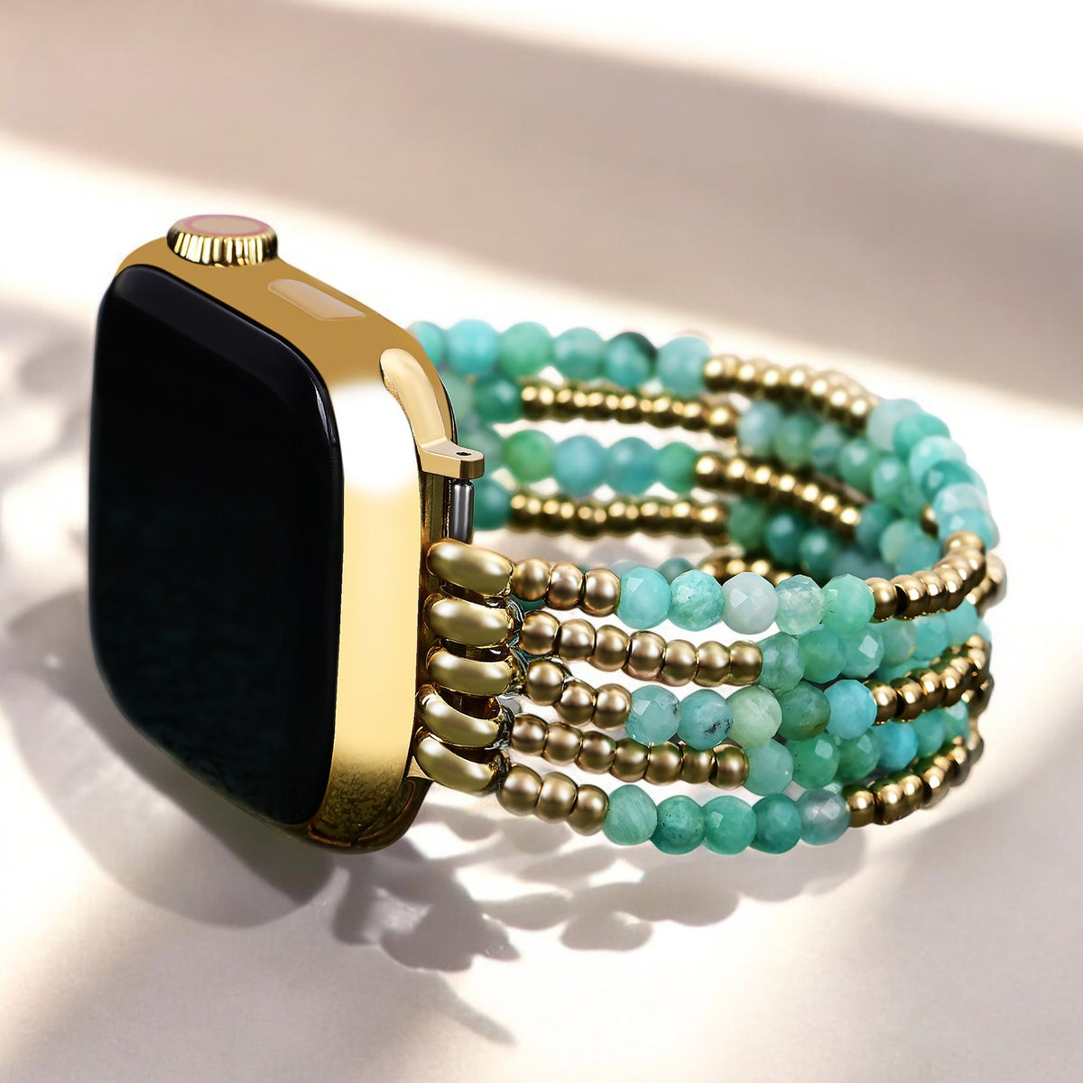 Pulseira elástica de Amazonite luminosa para Apple Watch