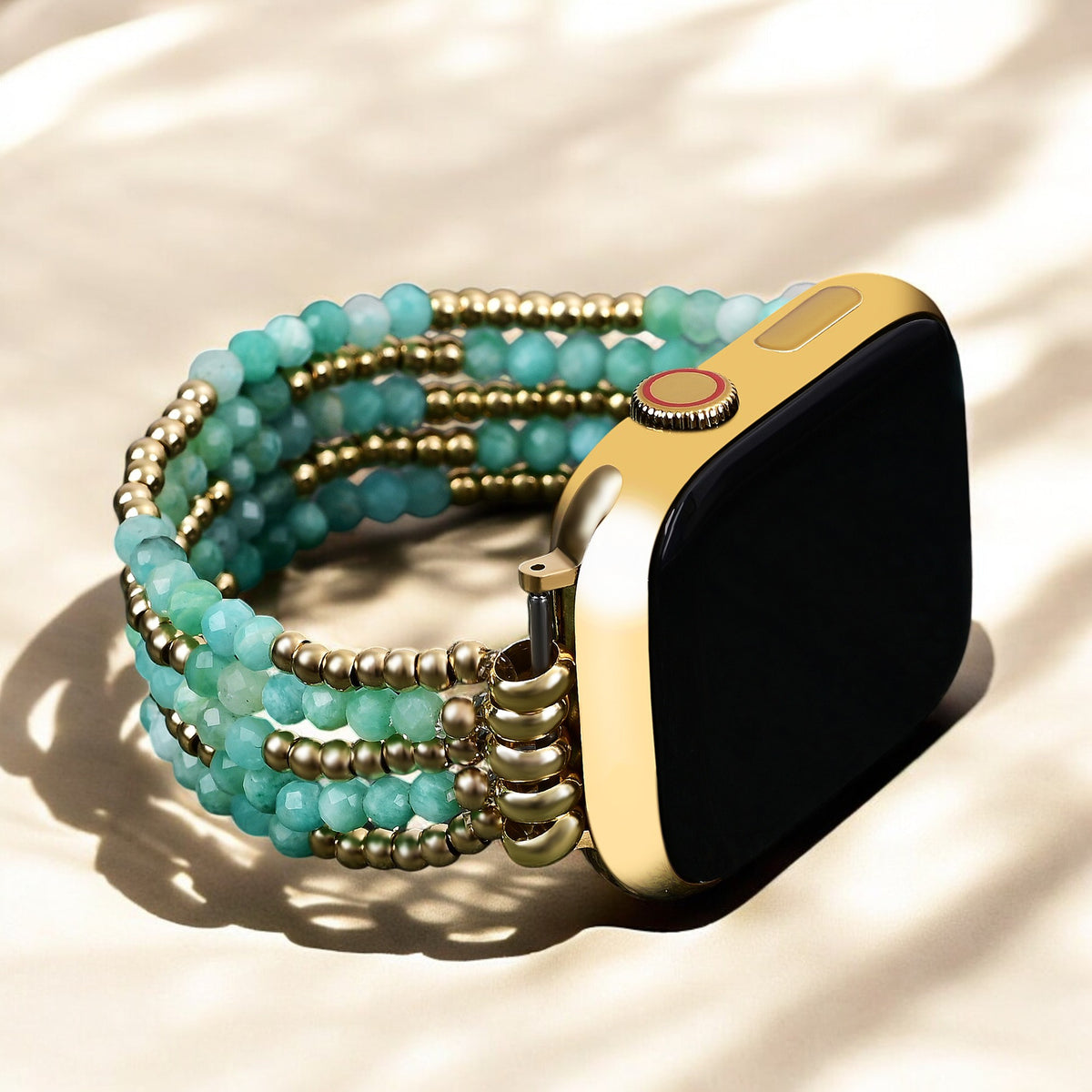 Pulseira elástica de Amazonite luminosa para Apple Watch