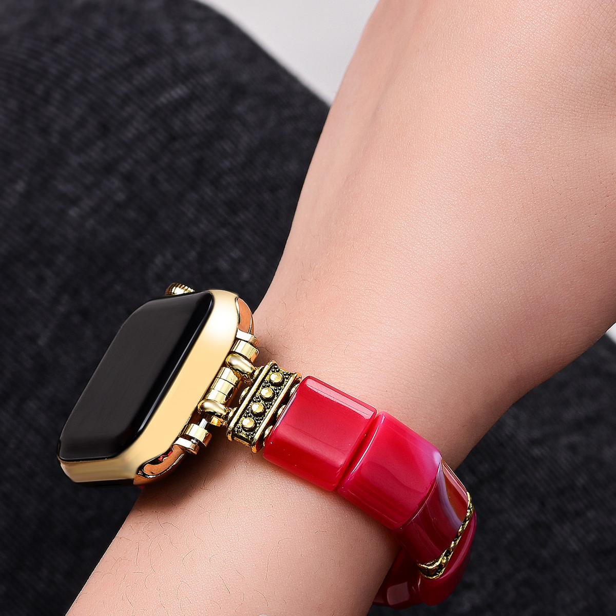 Pulseira Elástica de Ágata Ruby Essence para Apple Watch