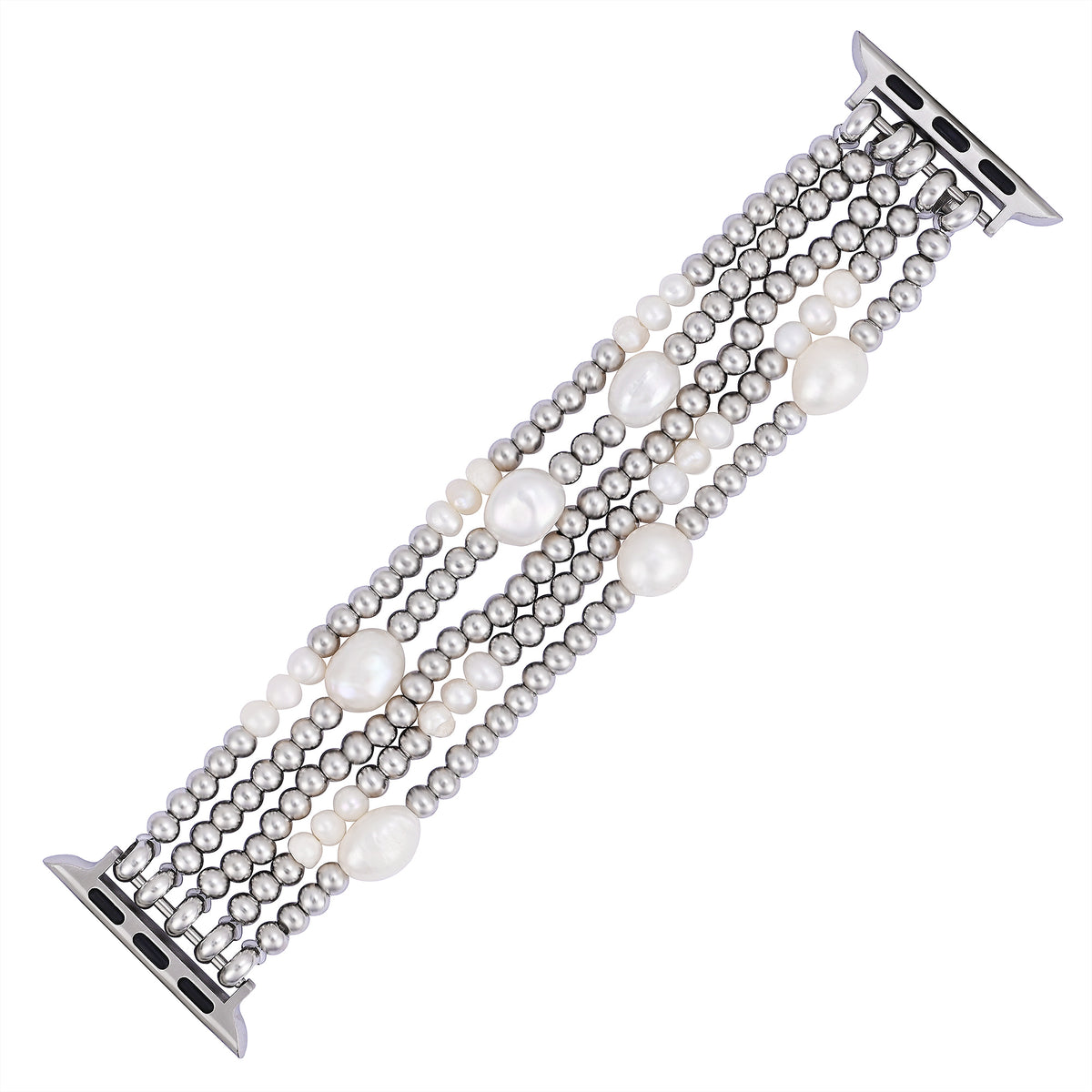 Pulseira Elástica de Pérola e Prateada para Apple Watch