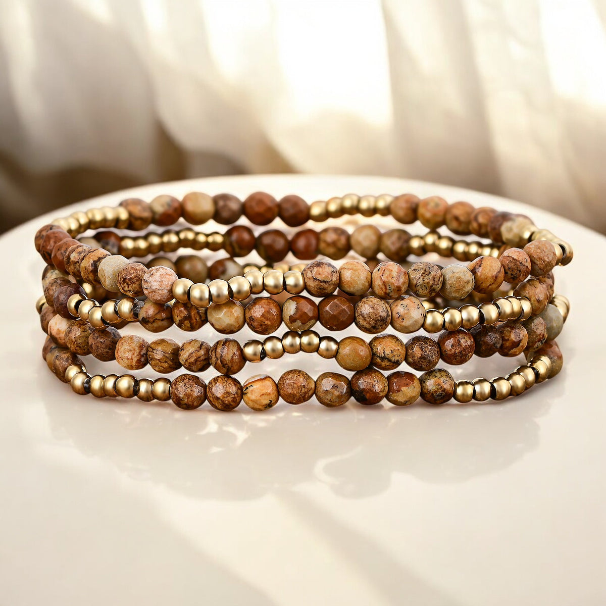 Conjunto de Pulseiras em Jaspe Golden Earth
