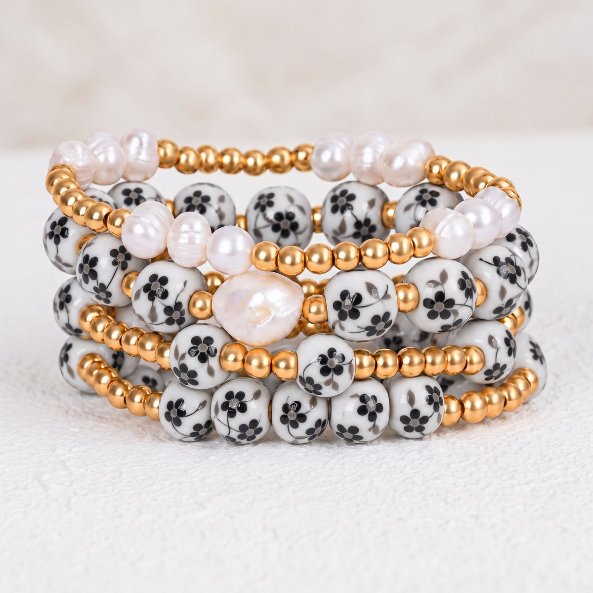 Conjunto de pulseiras Porcelain Garden Midnight Bloom