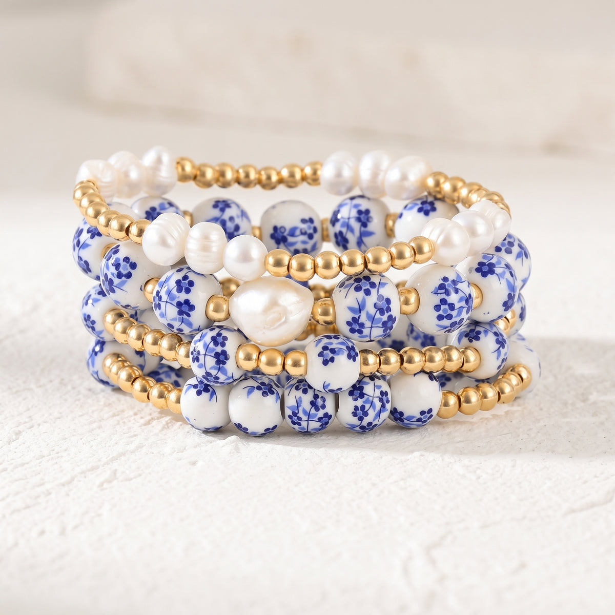 Conjunto de pulseiras Porcelain Garden Sapphire Bloom