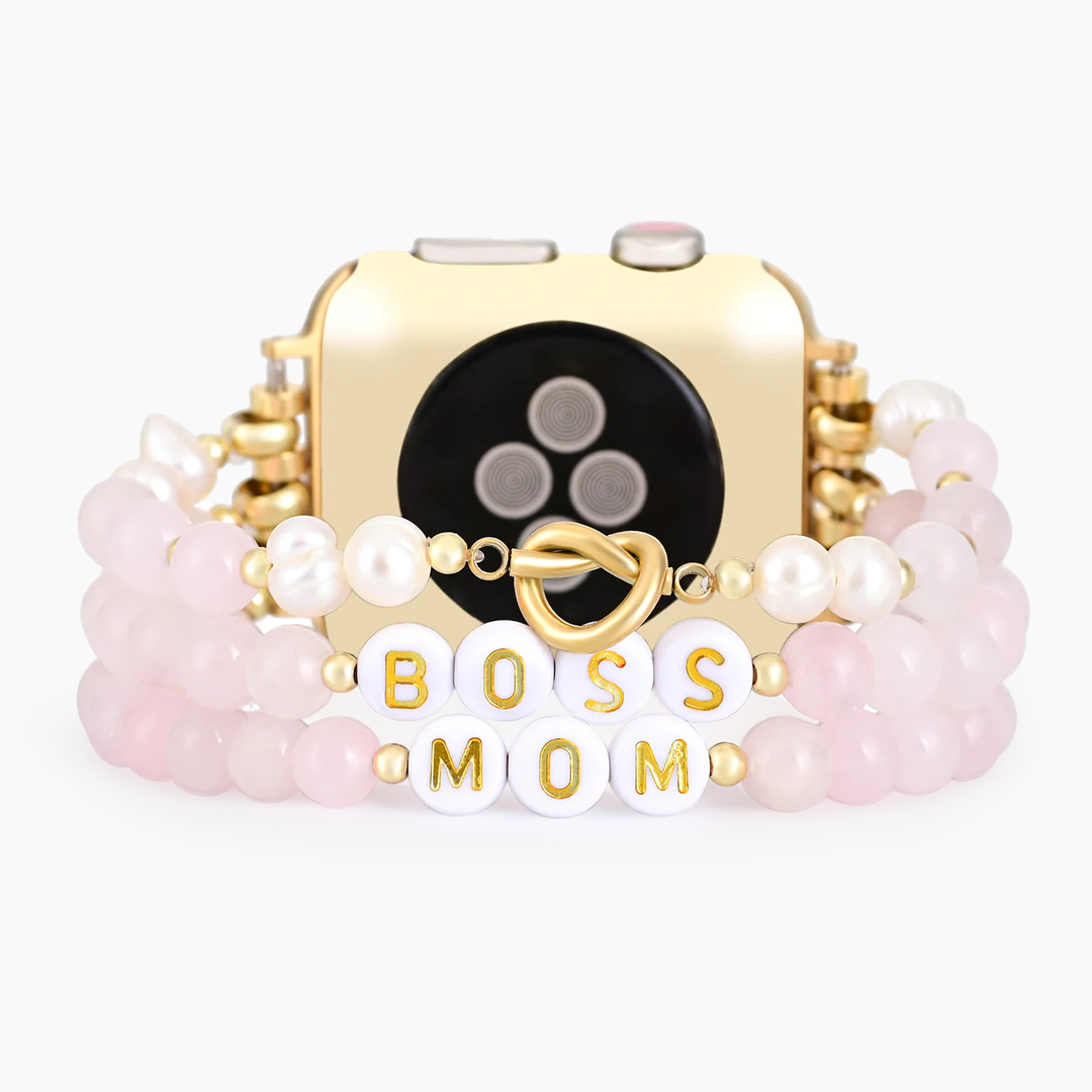 Pulseira Elástica Personalizada em Quartzo Rosa para Apple Watch