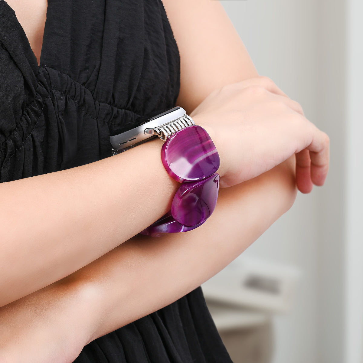 Pulseira elástica Mystic Plum Agate para Apple Watch