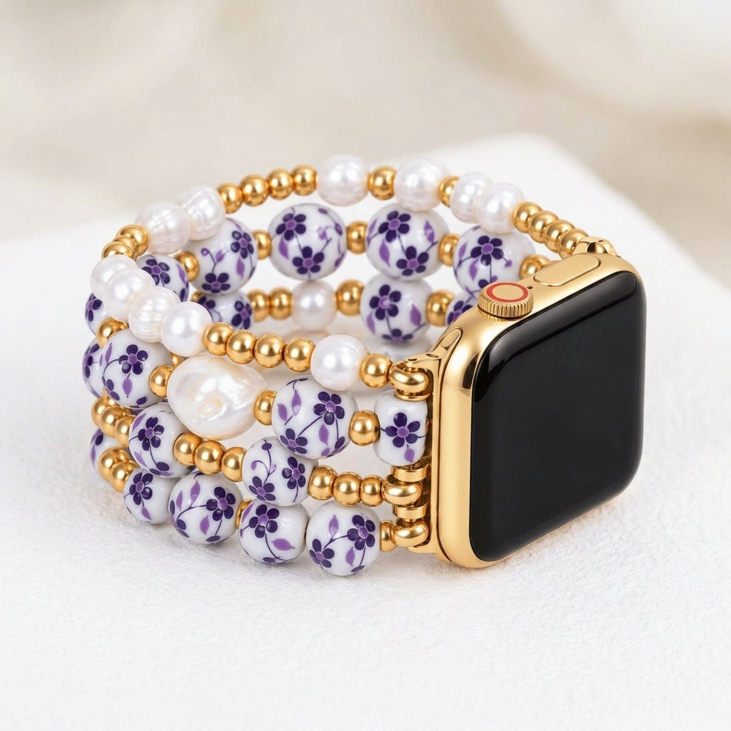 Bracelete Apple Watch Porcelain Garden Violet Bloom