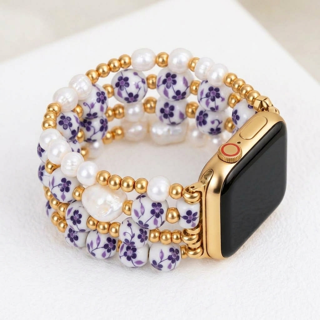 Bracelete Apple Watch Porcelain Garden Violet Bloom