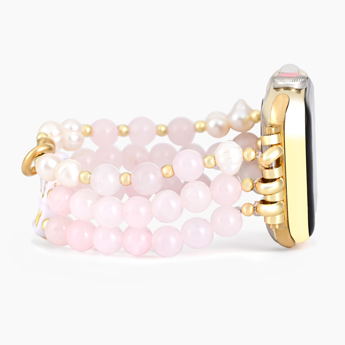 Pulseira Elástica Personalizada em Quartzo Rosa para Apple Watch