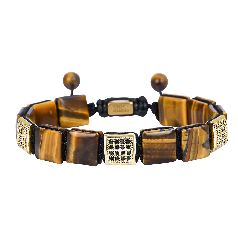 Pulseira Amarela de Olho de Tigre para Homem