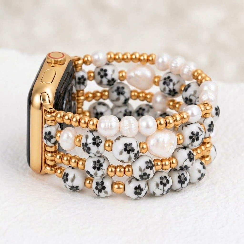 Bracelete Apple Watch Porcelain Garden Midnight Bloom
