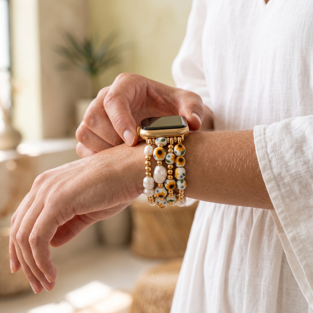 Bracelete Apple Watch Porcelain Garden Sunlit Bloom
