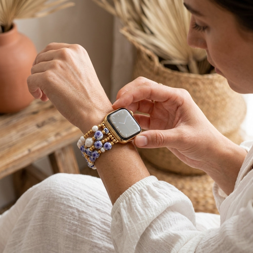 Bracelete Apple Watch Porcelain Garden Lavender Bloom