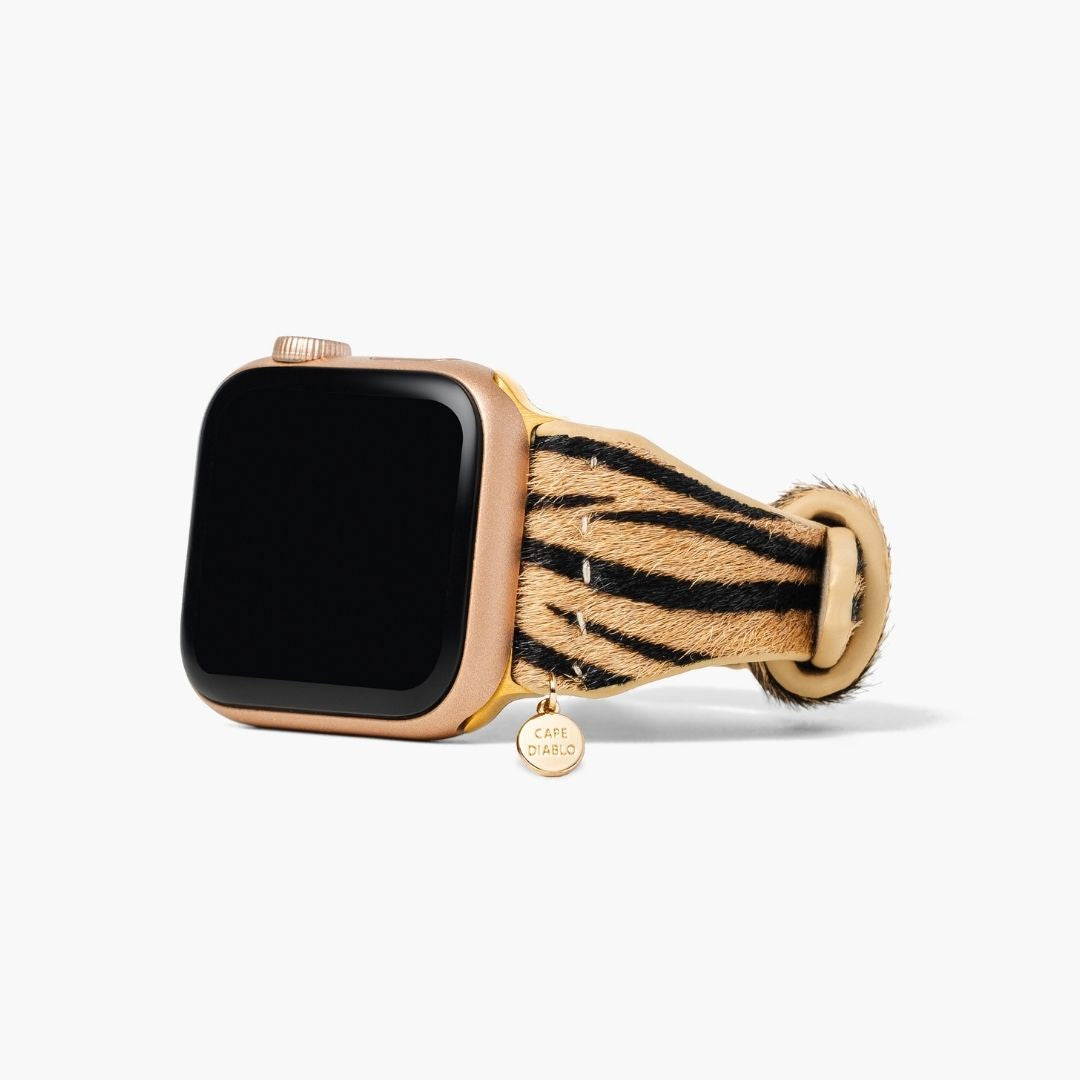 Pulseira de couro elegante com riscas para Apple Watch