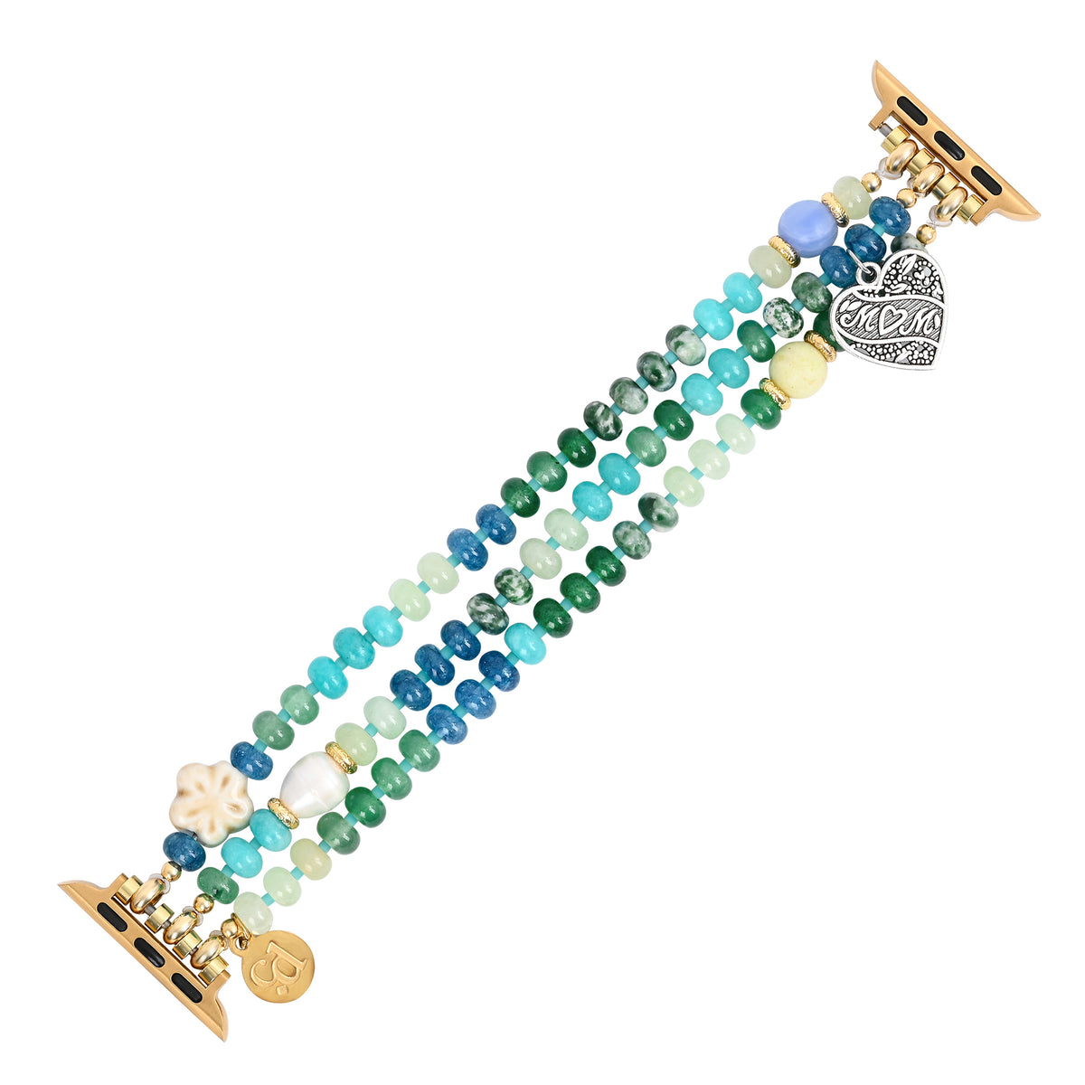 Pulseira elástica Jade Pearl Love MOM para Apple Watch
