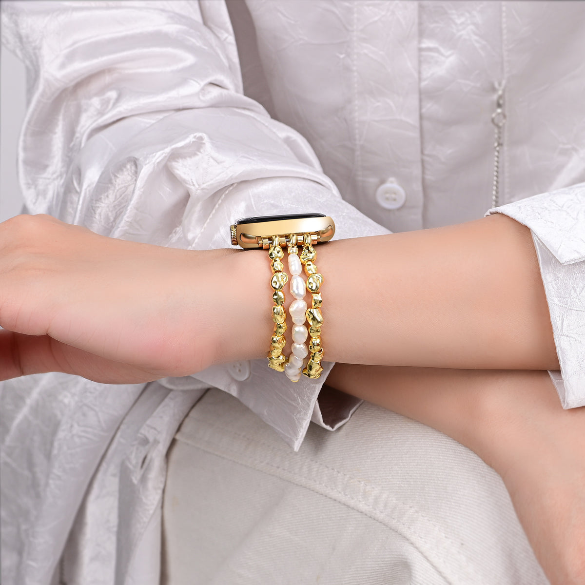 Pulseira Elástica Golden Pearl para Apple Watch