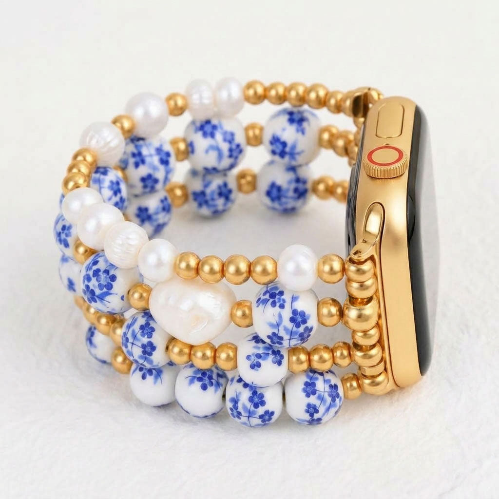 Bracelete Apple Watch Porcelain Garden Sapphire Bloom