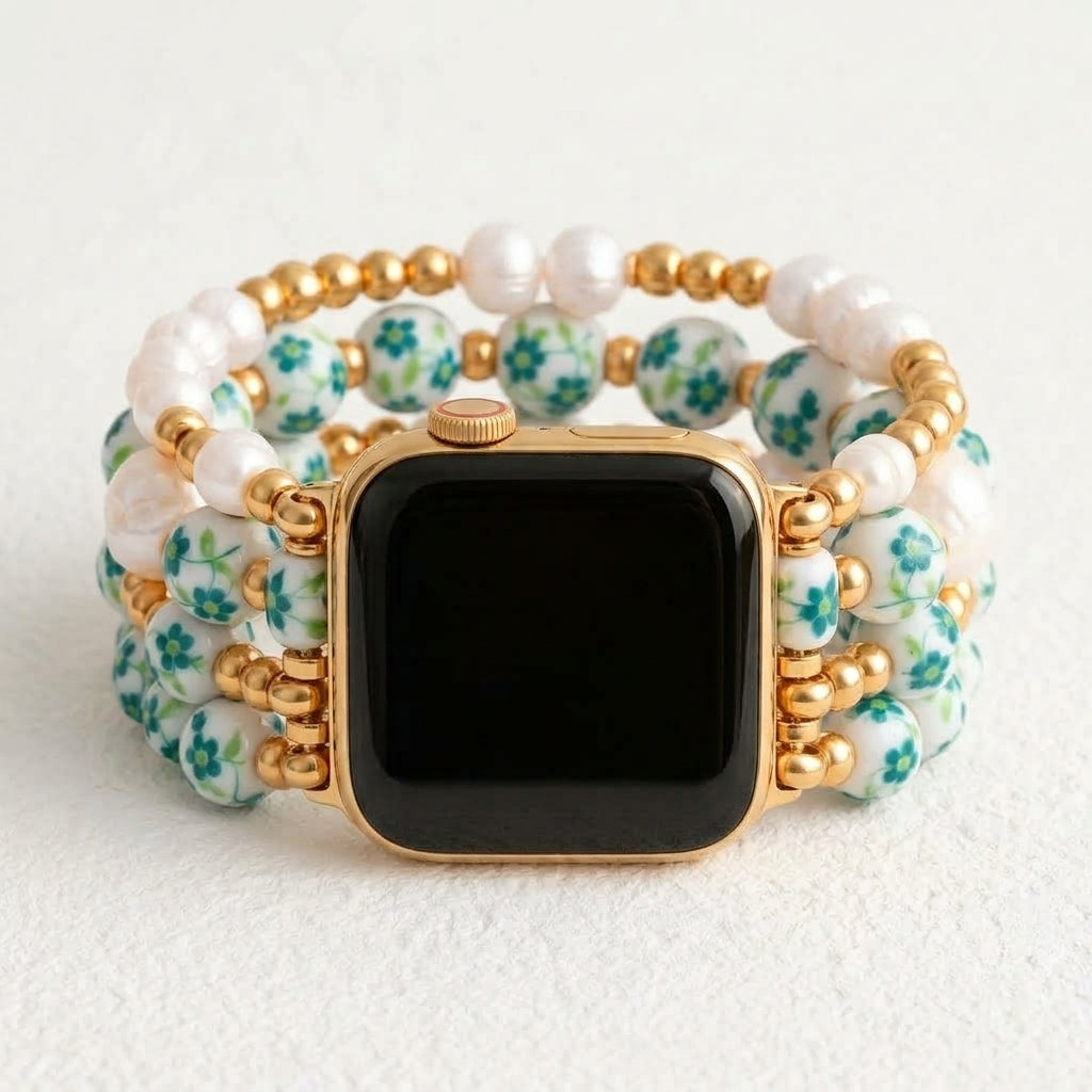Bracelete Apple Watch Porcelain Garden Emerald Grove
