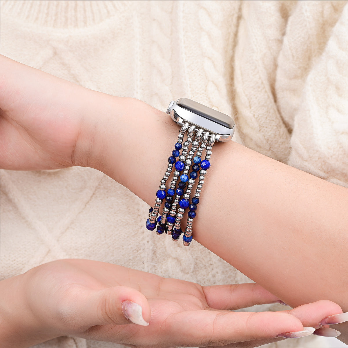 Correia elástica prateada Azure Serenity para Apple Watch
