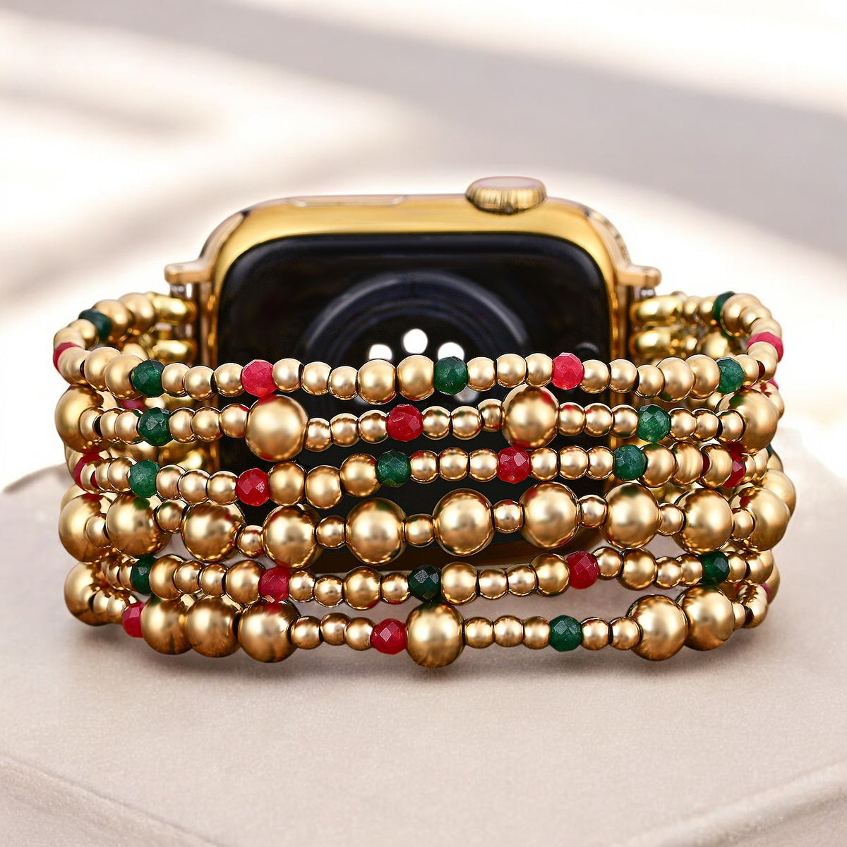 Pulseira Mágica Dourada de Natal para Apple Watch