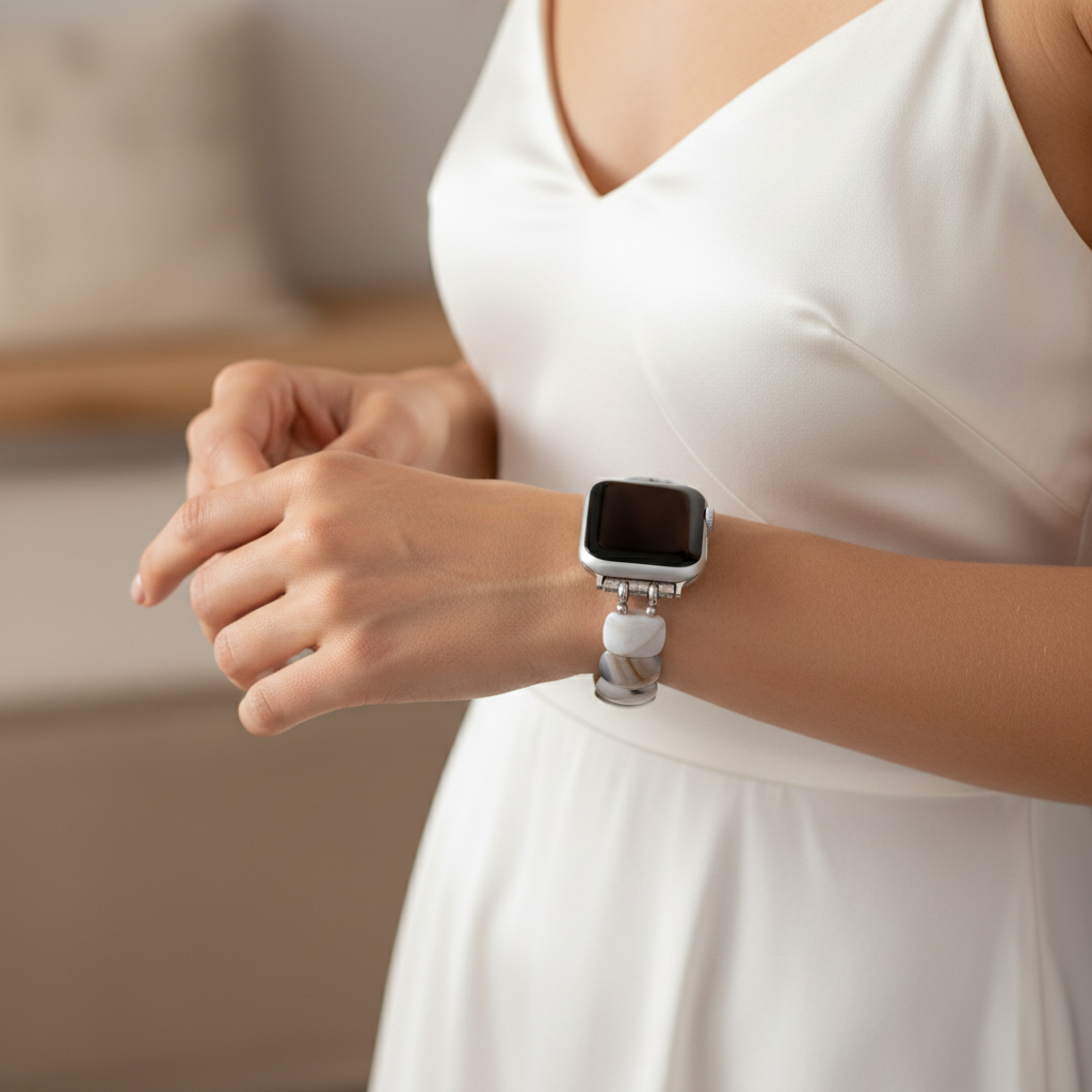 Correia elástica Aura Marfim para Apple Watch