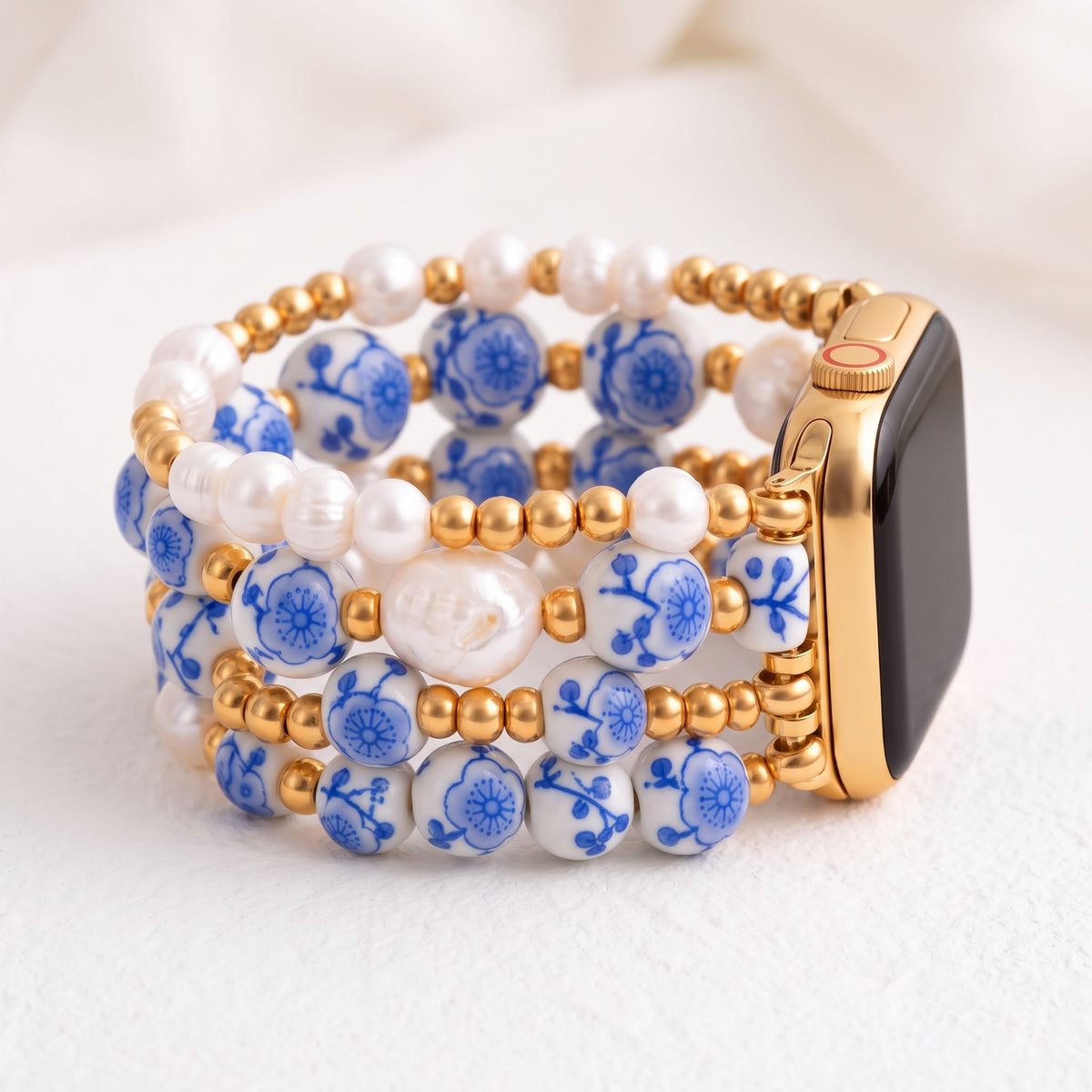 Bracelete Apple Watch Porcelain Garden Blue Blossom