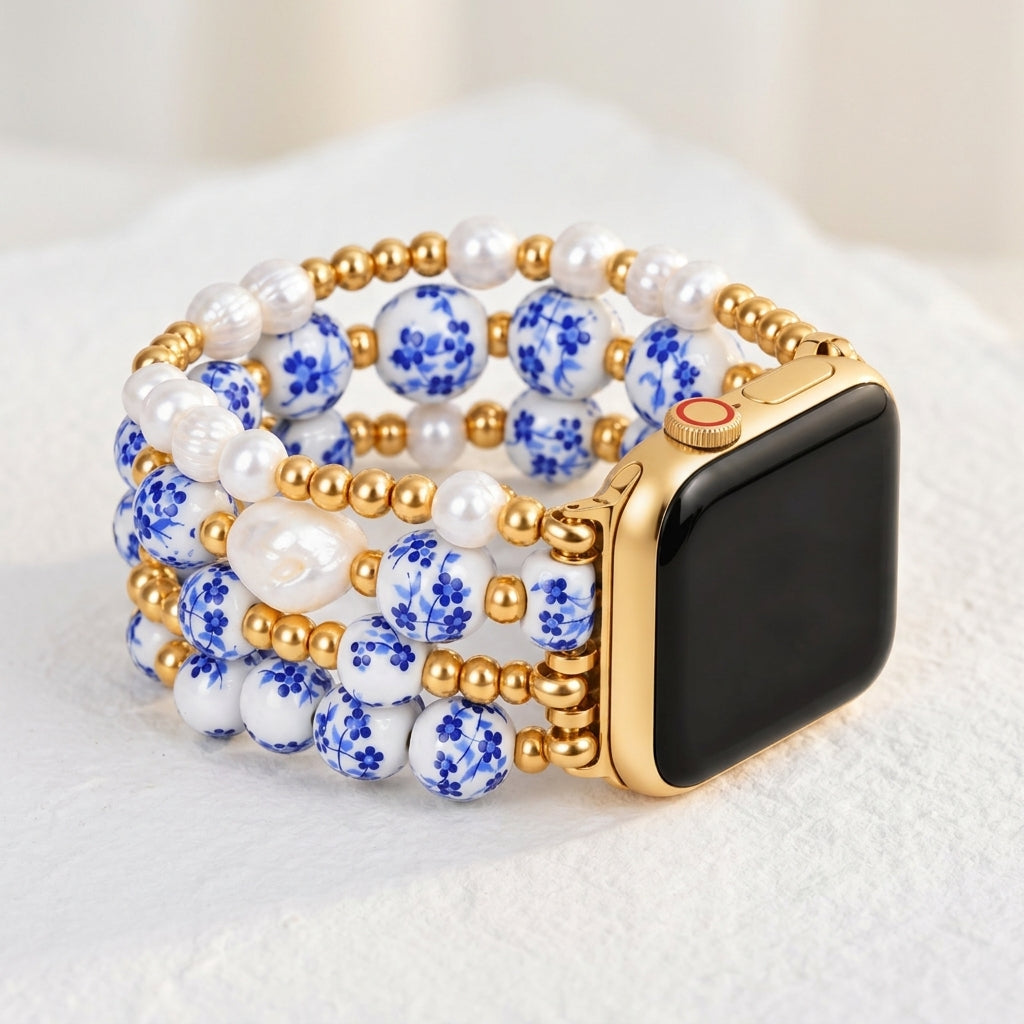 Bracelete Apple Watch Porcelain Garden Sapphire Bloom