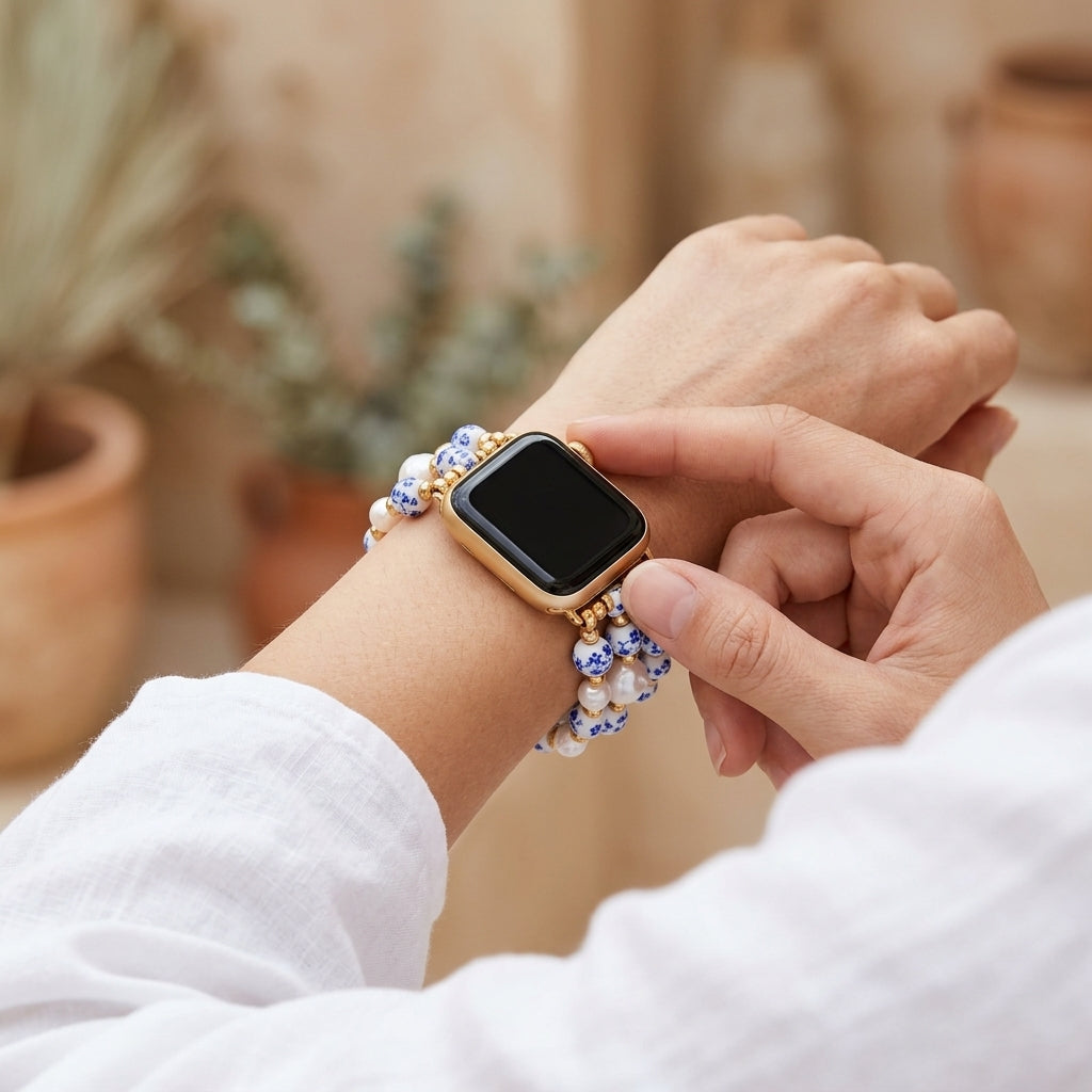 Bracelete Apple Watch Porcelain Garden Sapphire Bloom