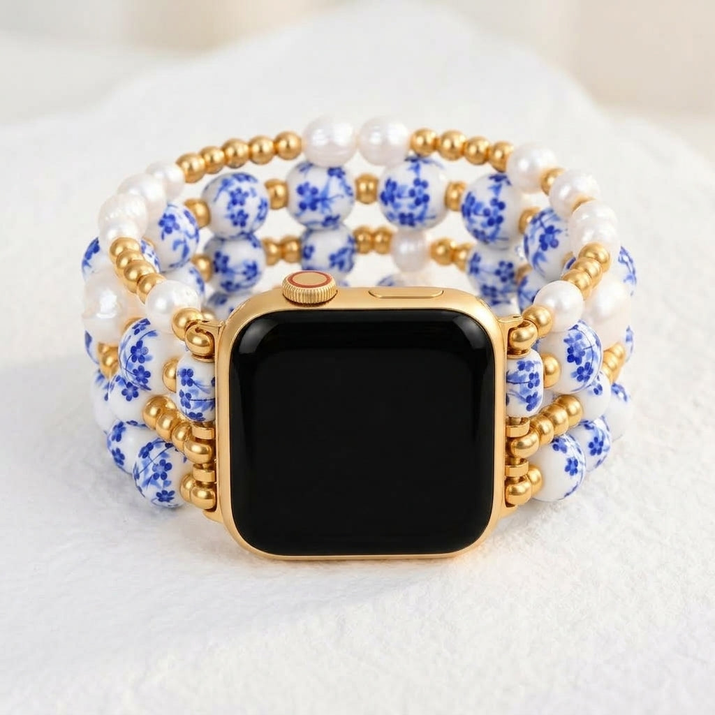 Bracelete Apple Watch Porcelain Garden Sapphire Bloom