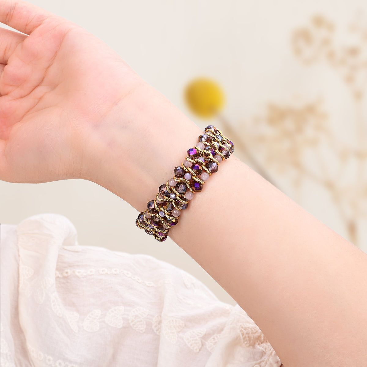 Pulseira Trançada Golden Serenity Gem para Apple Watch