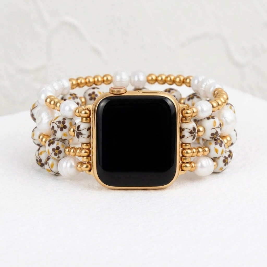 Bracelete Apple Watch Porcelain Garden Golden Meadow