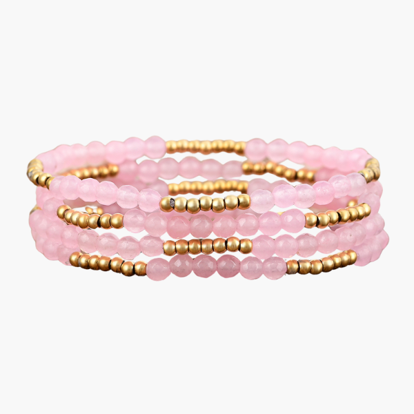 Conjunto de Pulseiras Radiância de Quartzo Rosa