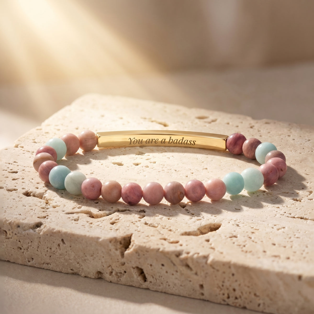 Pulseira de Pedra Pastel Mensagem Secreta