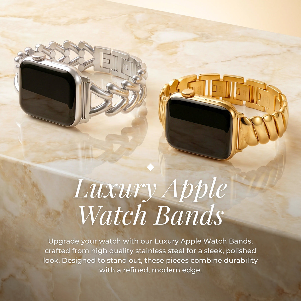 Pulseira Luxuosa Curva Dourada para Apple Watch