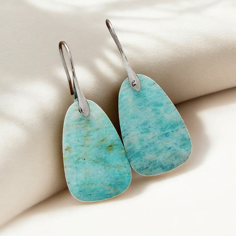 Brincos Pendentes de Proteção Amazonite