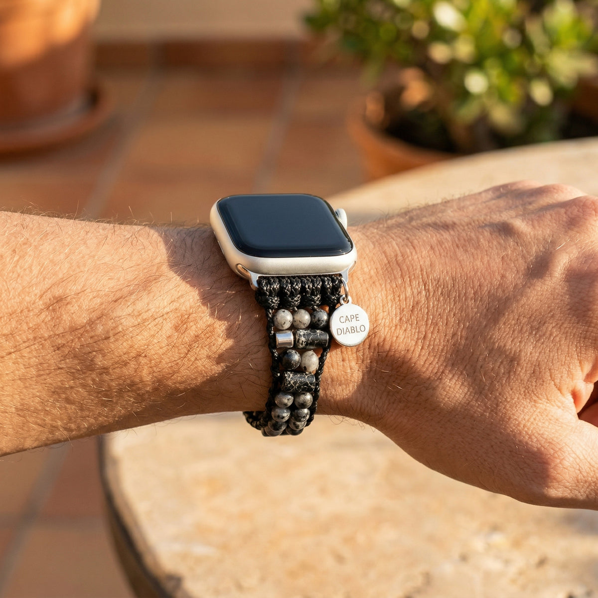 Pulseira Ativa Masculina de Labradorite para Apple Watch