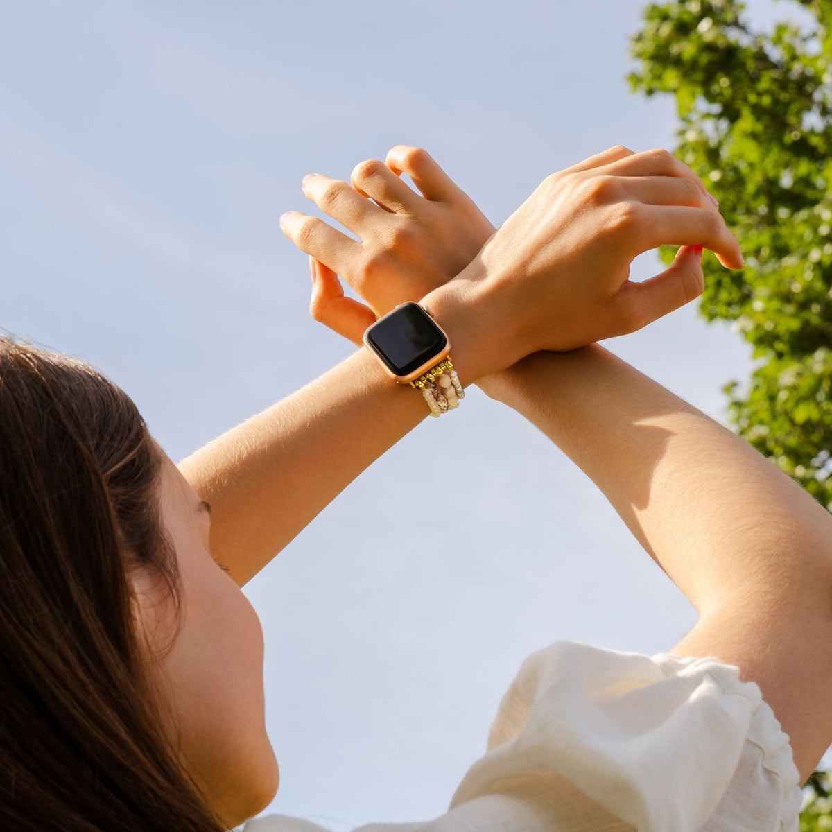 Pulseira Apple Watch Harmonia de Ágata ao Luar