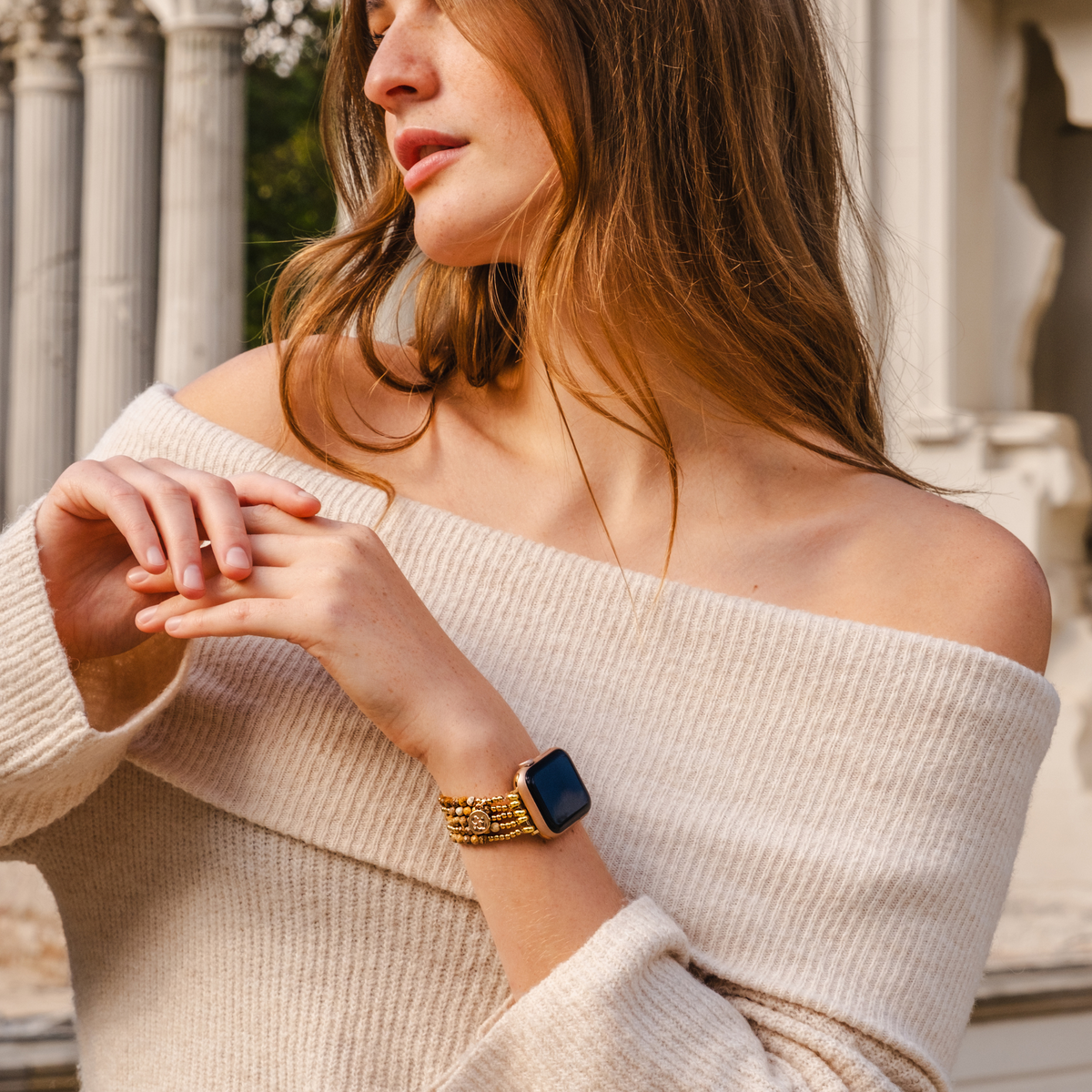 Pulseira Elástica Golden Earth Jasper para Apple Watch