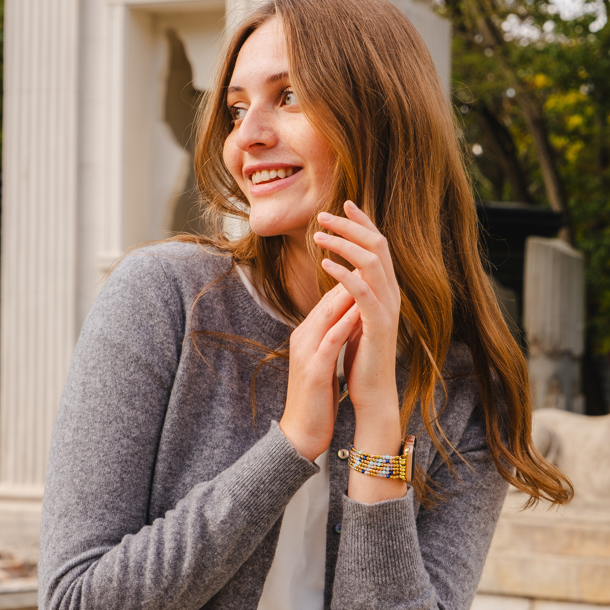 Pulseira Elástica de Amazonite Lápis-Joia para Apple Watch