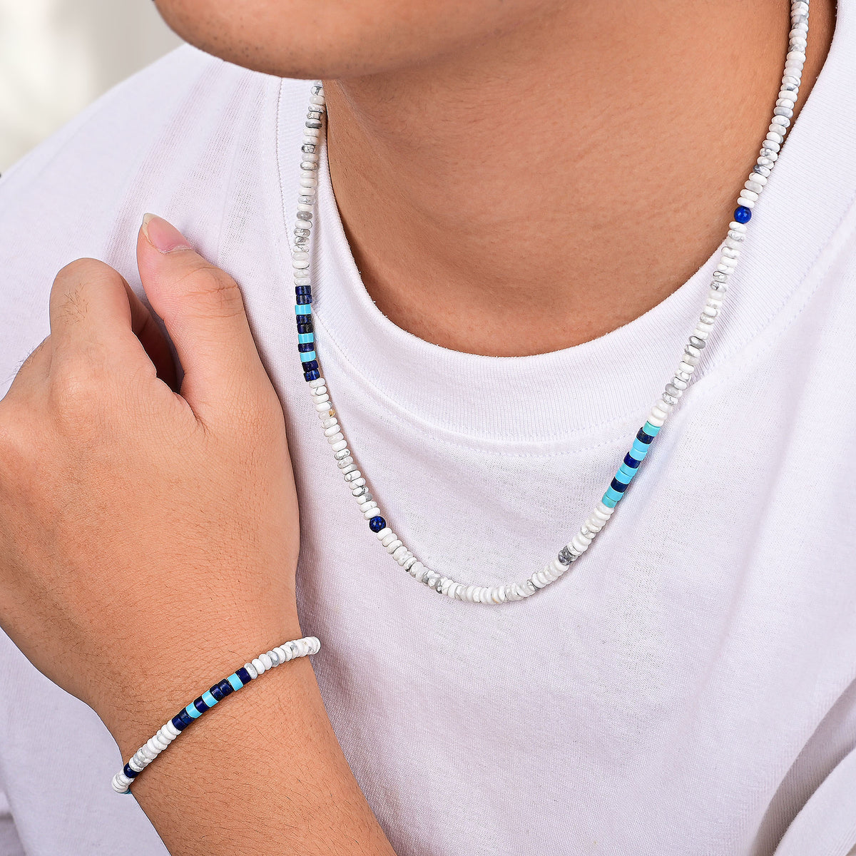 Colar Masculino de Hematita Oceano