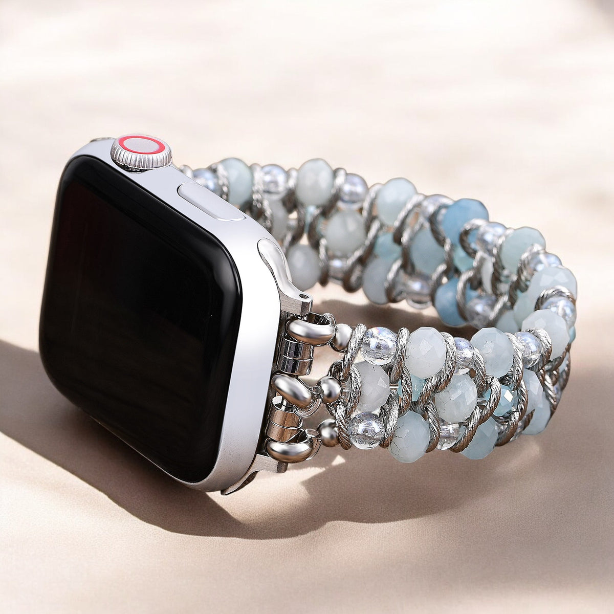 Correia trançada de safira aquamarine para Apple Watch