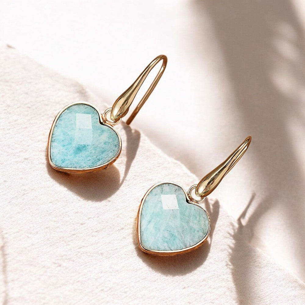 Brincos em forma de lágrima de Amazonite Love
