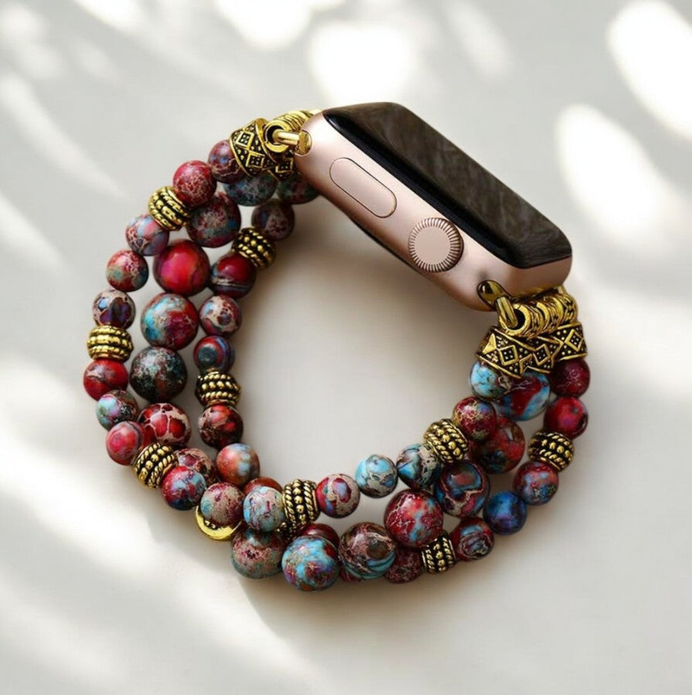 Pulseira Elástica Crimson Jasper para Apple Watch