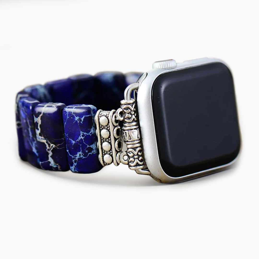 Correia elástica Dark Navy Tibetan Jasper para Apple Watch
