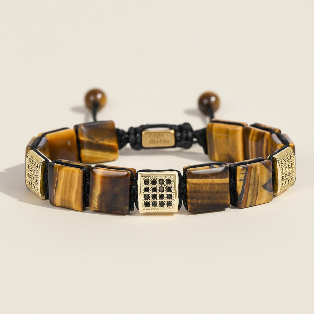 Pulseira Amarela de Olho de Tigre para Homem