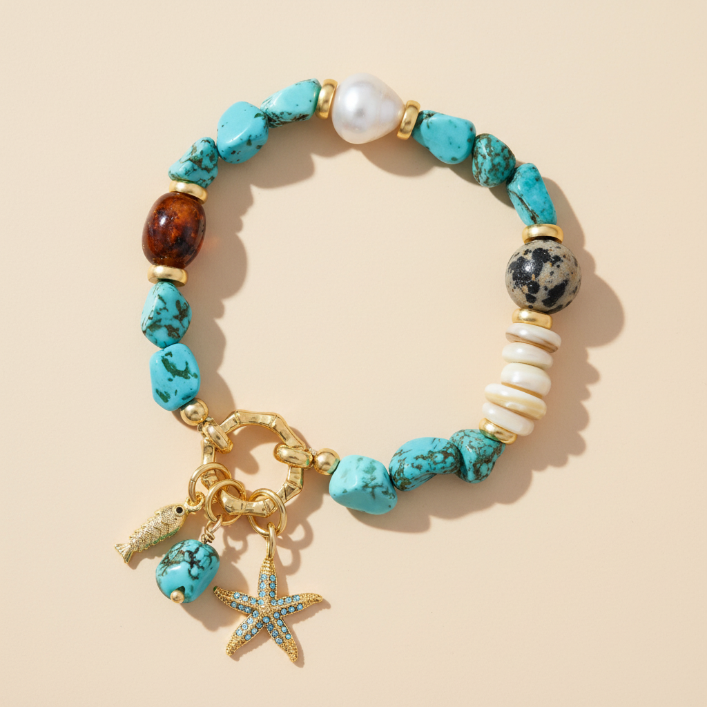 Pulseira de Charme Turquesa Tide