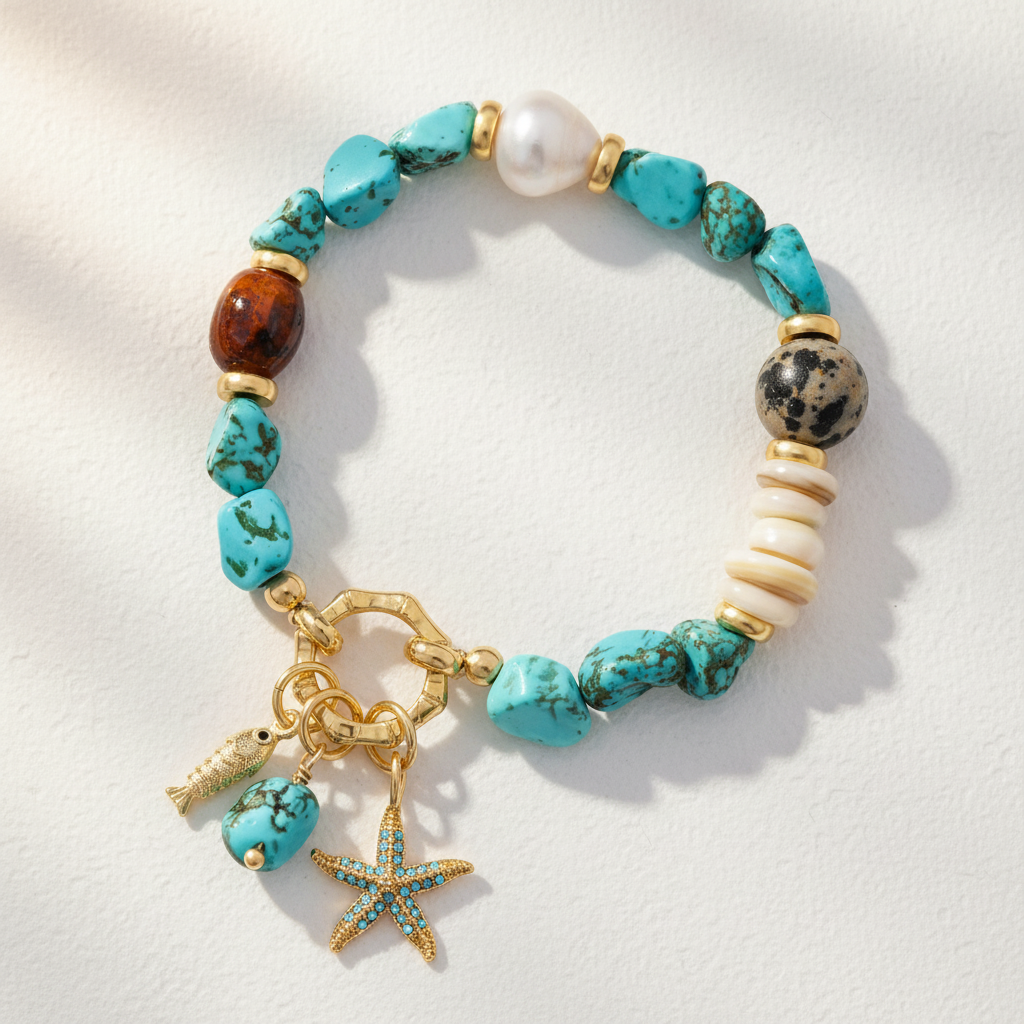 Pulseira de Charme Turquesa Tide
