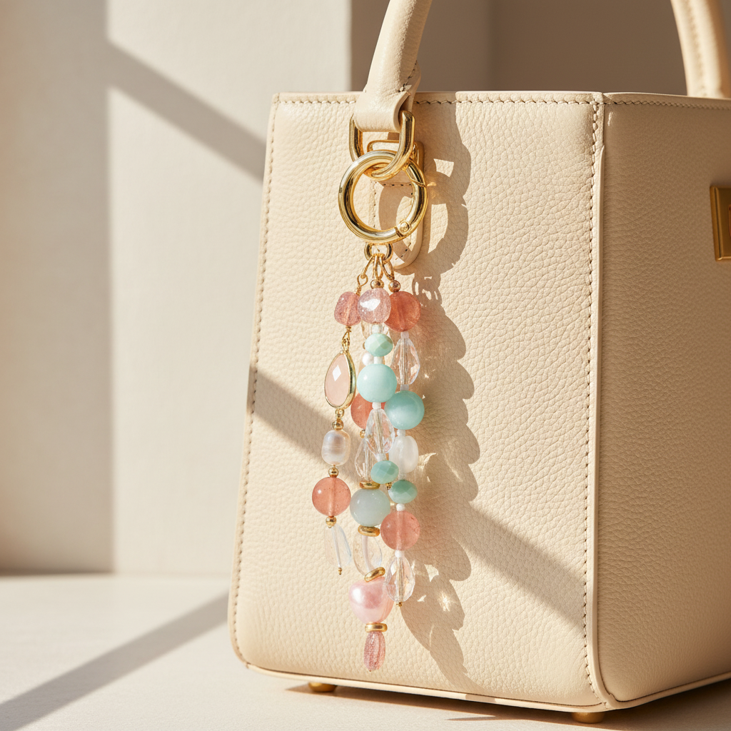 Charme para Bolsa Harmonia Quartzo Rosa